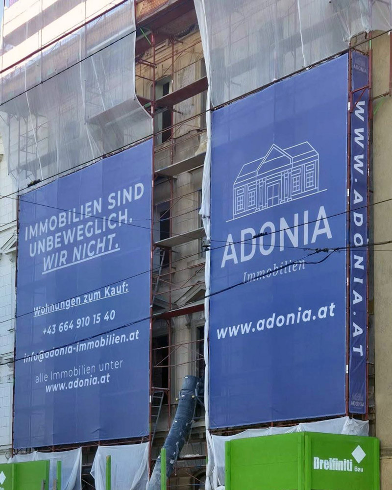 mehrteiliges Gerüstbanner